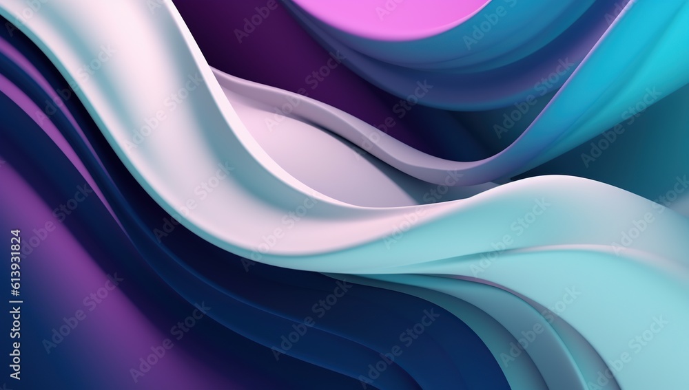 Fototapeta premium Abstract wavy background, blue and violet colors. AI generative image.