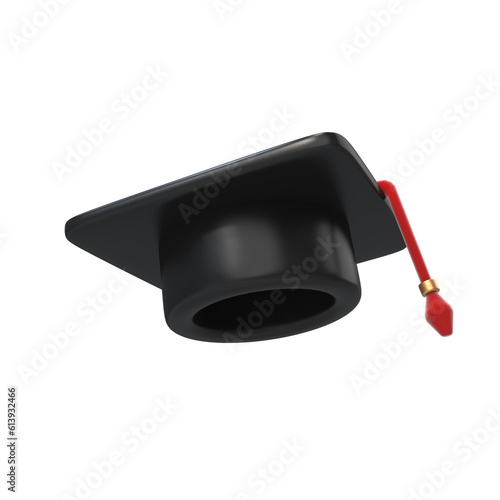 Konstfotografi academic graduation cap university convocation hat 3d rendering isolated illustr
