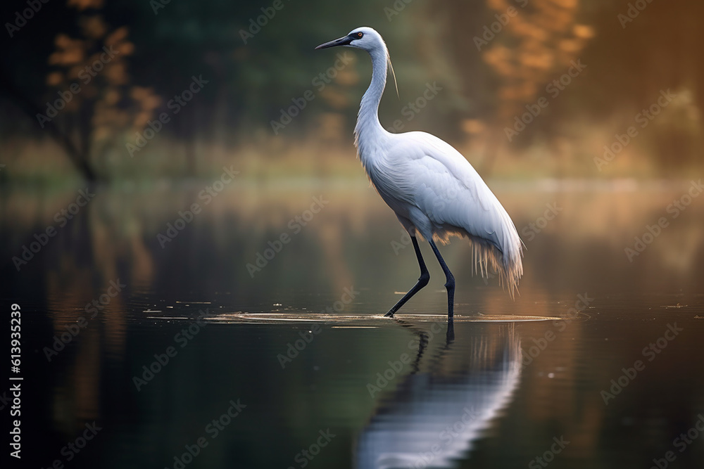 Fototapeta premium A lone crane in the forest