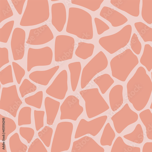 Pink giraffe animal skin seamless pattern design. Vector safari repeat background.