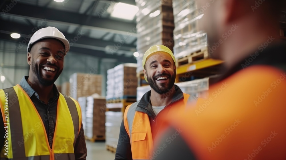 Generative AI manager and worker working at inport export warehouse Generative AI manager and worker working at inport export warehouse