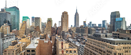 New York city skyline isolated at transparent background, PNG. United States
