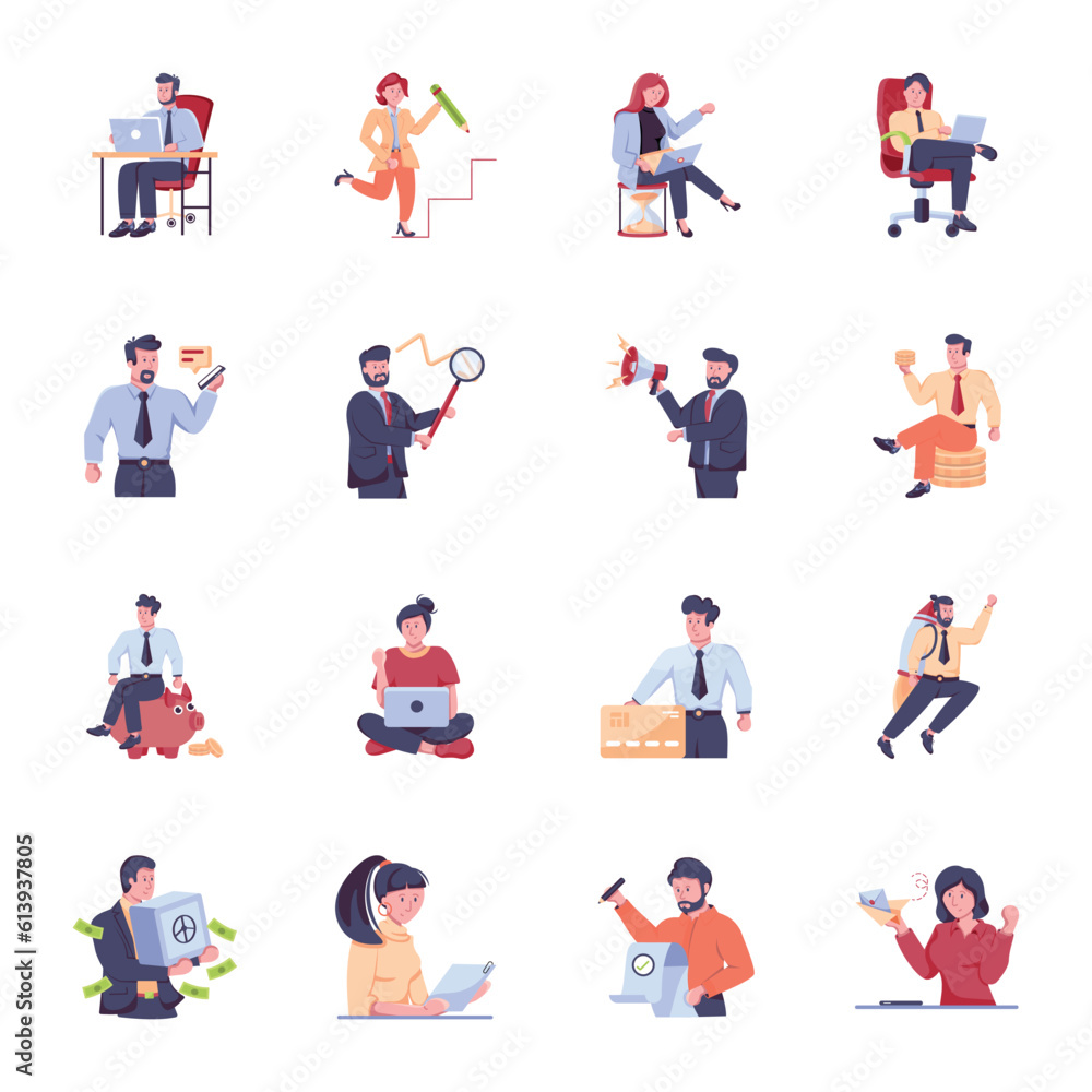 Set of Business Persons Flat Illustrations 


