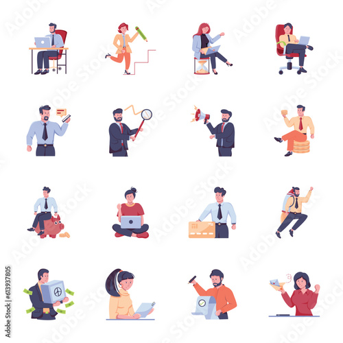 Set of Business Persons Flat Illustrations 


