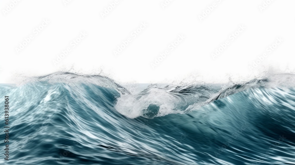 Waves of ocean water on a white background. Generative AI Waves of ocean water on a white background. Generative AI