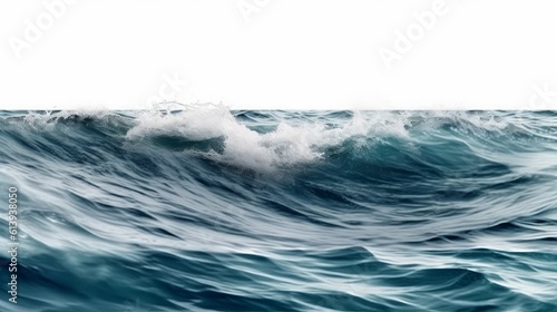 Waves of ocean water on a white background. Generative AI