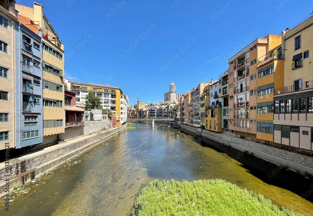 view of canal in girona spain 