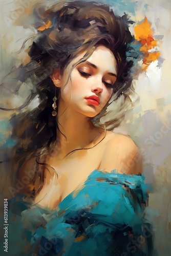 Elegant Woman - Oil Painting Portrait - Generative AI