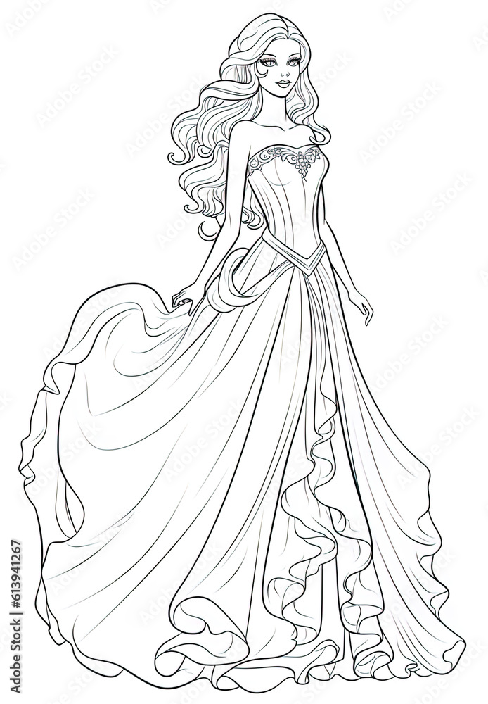 Fototapeta premium bride in wedding dress, illustration