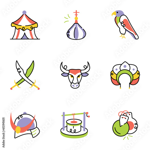Set of Culture Sketchy Icons 

