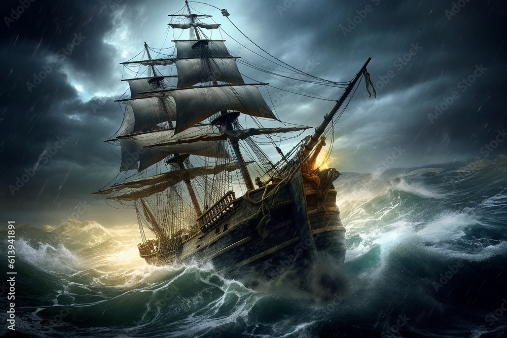 Naklejka premium old pirate ship