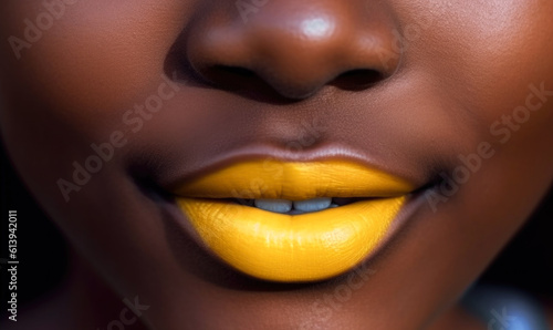 fashionable lips and mouth of a young female model. AI GENERATIVE
