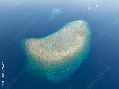 The distinctive Angel Reef lies just off the west coast of Moyo Island in Indonesia. This beautiful coral reef, between Lombok and Sumbawa, is often visited by scuba divers and snorkelers. photo