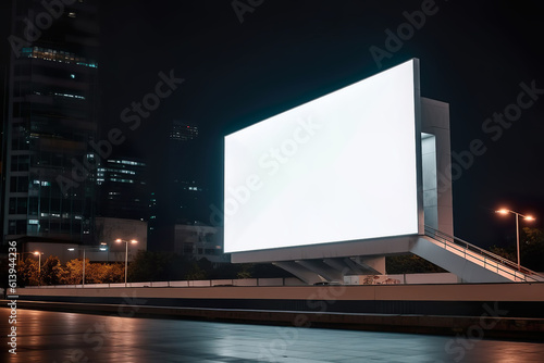 Empty billboard in the night city, ai generated