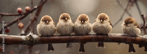 birds on a branch wallpaper hd Generative AI © SKIMP Art