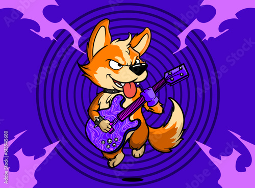Corgi dog playing rock music (ID: 613945680)