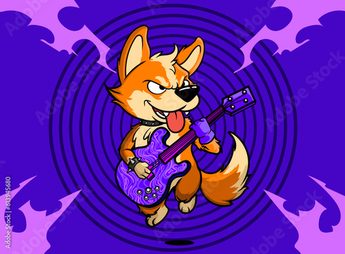 Corgi dog playing rock music