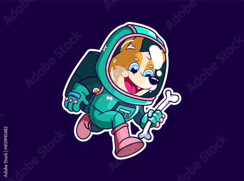 Corgi dog astronaut in the space