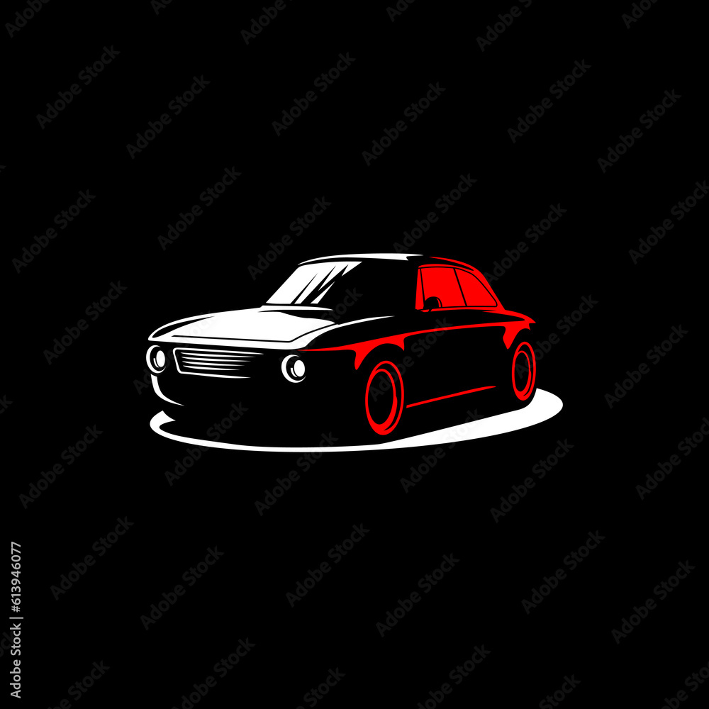 vector classic car for logo on black background