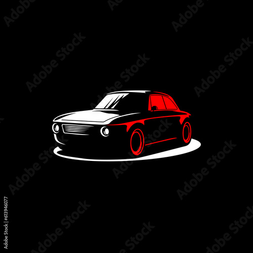 vector classic car for logo on black background