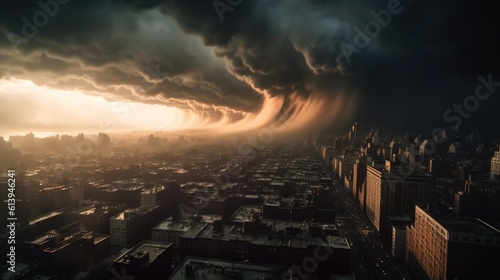 Huge tornado sweeps across an american city  Generative AI