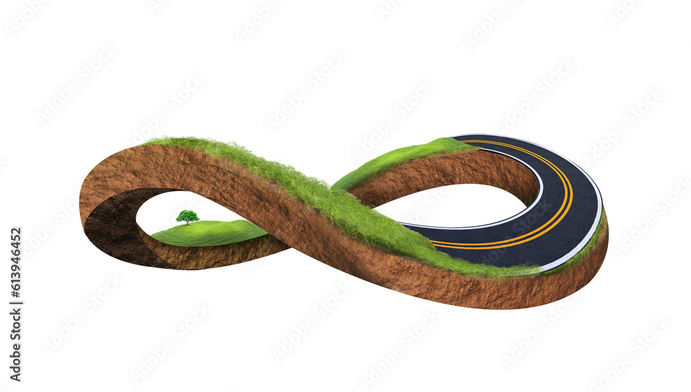 3D illustration of earth globe shape 3D highway design (city road ...