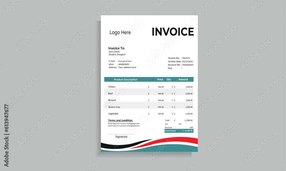 modern red-black vector invoice template design modern red-black vector invoice template design