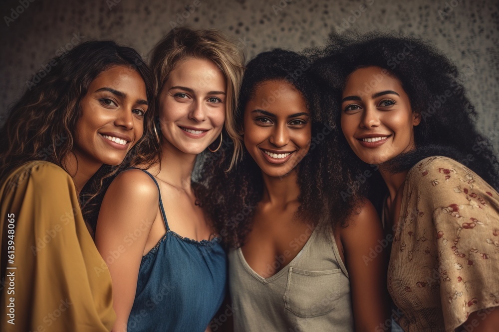 Obraz premium Group of multiracial woman standing together Generative AI
