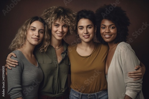 Group of multiracial woman standing together Generative AI