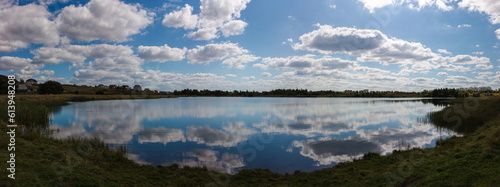 Landscape, view of the lake and the shore. Background for design