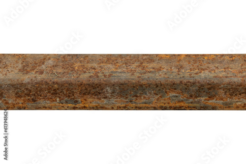 Rusty steel beam from metal stock isolated on transparent background. 