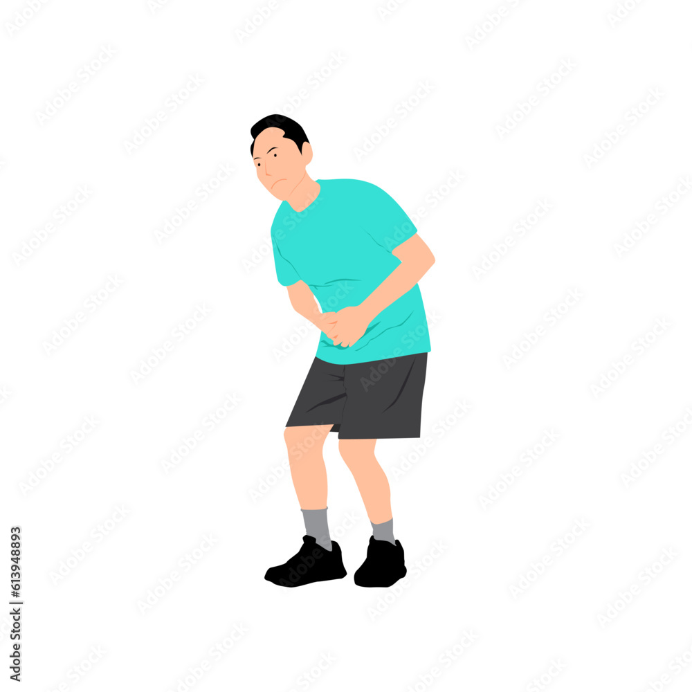 Illustration of poeple having stomach ache Illustration of poeple having stomach ache