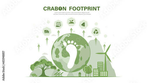 Carbon footprint. climate change concept vector illustration