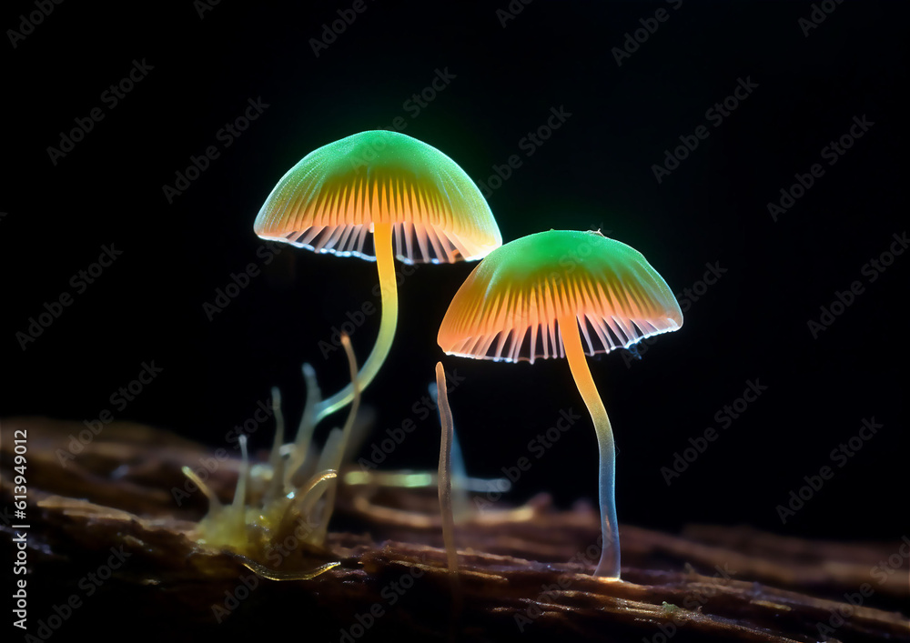 Fototapeta premium Bioluminescent Fungus , mushroom in the forest