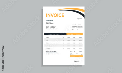 Modern and creative corporate business invoice template.
