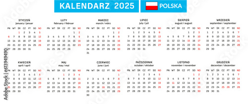 Kalendarz skrócony roczny 2025