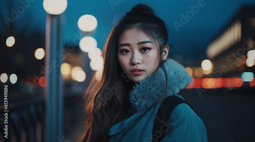 young adult woman outdoors ...