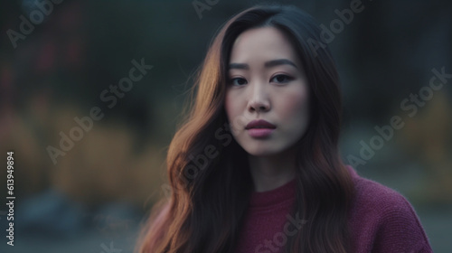 young adult woman outdoors ...