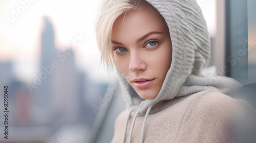 young adult woman with blon...