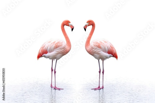 two_flamingos_standing_on_a_white_background © Alexander Mazzei 