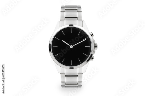 Luxury watch isolated on white background. With clipping path for artwork or design. black