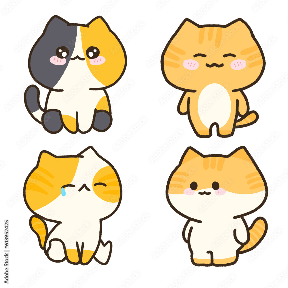 Fototapeta premium set of cats, meow, kitty, cat, animal, pet