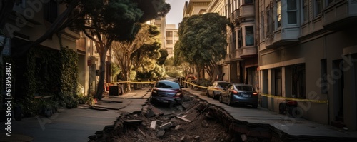 Damage from an earthquake in an American city, Generative AI
