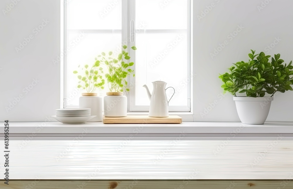 House decor inspiration. Table with stylish pot and plant on modern interior table House decor inspiration. Table with stylish pot and plant on modern interior table