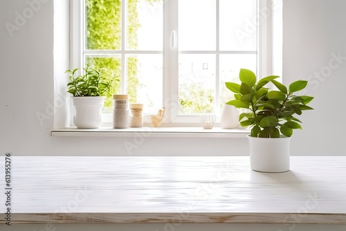 House decor inspiration. Table with stylish pot and plant on modern interior table