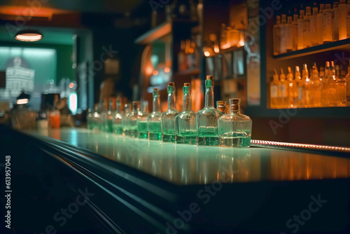Marble top of bar counter with empty space for your glass. Generative AI illustration
