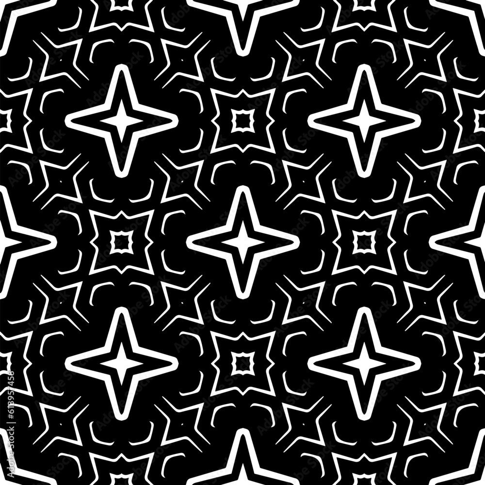 Background with abstract shapes. Black and white texture. Seamless monochrome repeating pattern for decor, fabric, cloth. Background with abstract shapes. Black and white texture. Seamless monochrome repeating pattern for decor, fabric, cloth.