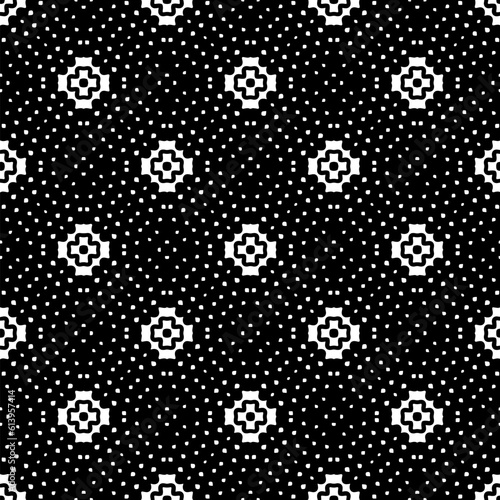  Background with abstract shapes. Black and white texture. Seamless monochrome repeating pattern  for decor, fabric, cloth. 