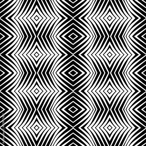 Wallpaper Mural Vector pattern with symmetrical elements . Modern stylish abstract texture. Repeating geometric tiles from striped elements. Black and white pattern. Torontodigital.ca