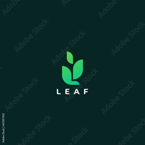 Letter L leaf logo design